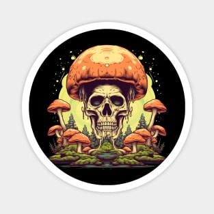 Mesmerizing Contrasts Psychedelic Mushroom Skull Magnet